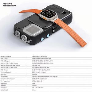 پاوربانک خورشیدی، اسپیکر، رادیو، چراغ قوه، ساعت دیجیتالی و شارژر وایرلس پاورولوژی