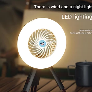 خرید پنکه و لامپ اضطراری مسافرتی دو منظوره رومیزی و آویز اسمایلینگ شارک