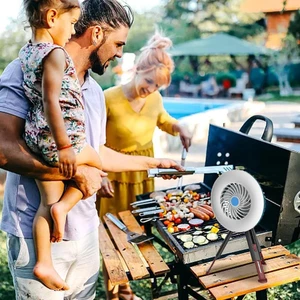 پنکه و لامپ اضطراری مسافرتی دو منظوره رومیزی و آویز اسمایلینگ شارک
