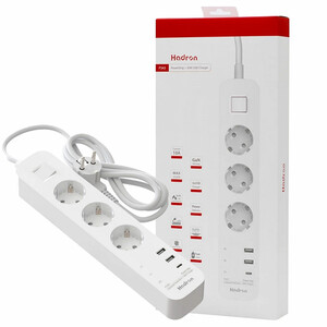 چند راهی برق ارت دار و شارژر 3 سوکت، 2 یو اس بی و 1 تایپ سی هادرون P343