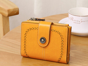 کیف پول زنانه چرمی تاشو IOS/Aiguoshi Cowhide women's folding wallet 2045