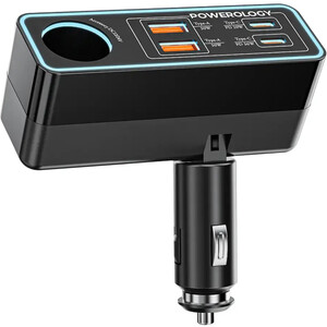 فروش شارژر فندکی تایپ سی و یو اس بی خودرو 120 وات پاورولوژی