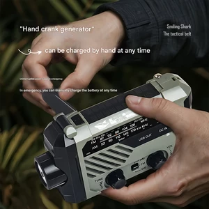 برترین چراغ قوه شارژی و لامپ کمپینگ خورشیدی ضدآب چندمنظوره اسمایلینگ شارک با رادیو، پاوربانک و ژنراتور دستی