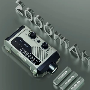 پر فروش ترین چراغ قوه شارژی و لامپ کمپینگ خورشیدی ضدآب چندمنظوره اسمایلینگ شارک با رادیو، پاوربانک و ژنراتور دستی