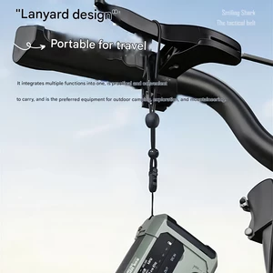 چراغ قوه شارژی و لامپ کمپینگ خورشیدی ضدآب چندمنظوره اسمایلینگ شارک با رادیو، پاوربانک و ژنراتور دستی