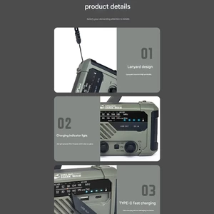 چراغ قوه شارژی و لامپ کمپینگ خورشیدی ضدآب چندمنظوره اسمایلینگ شارک با رادیو، پاوربانک و ژنراتور دستی