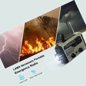 چراغ قوه شارژی و لامپ کمپینگ خورشیدی ضدآب چندمنظوره اسمایلینگ شارک با رادیو، پاوربانک و ژنراتور دستی