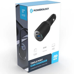 کیفیت شارژر فندکی فست شارژ ماشین تایپ سی و یو اس بی 85 وات پاورولوژی