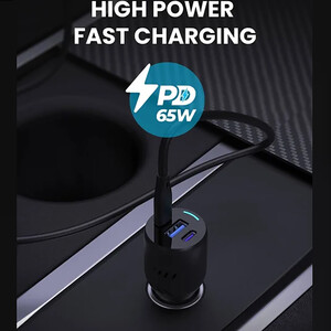 فروش شارژر فندکی فست شارژ ماشین تایپ سی و یو اس بی 85 وات پاورولوژی