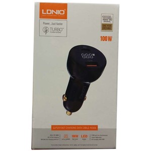 شارژر فندکی فست شارژ ماشین تایپ‌سی 65 وات و یو‌اس‌بی 30 وات الدنیو همراه کابل دوسر تایپ‌سی