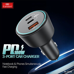 خرید شارژر فندکی فست شارژ ماشین تایپ سی و یو اس بی 100 وات ارلدام