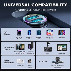 قیمت شارژر فندکی فست شارژ ماشین دو پورت یو‌اس‌بی 24 وات جویروم