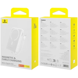 شارژر همراه بی سیم مگ سیف فست شارژ بیسوس با کابل متصل لایتنینگ