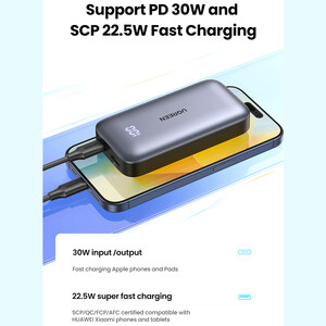 فروش پاوربانک شارژ سریع تایپ سی و یو اس بی 30 وات 10000 یوگرین