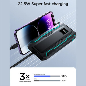 خرید پاور بانک 22.5 وات 10000 با کابل متصل تایپ سی و لایتنیگ جویروم