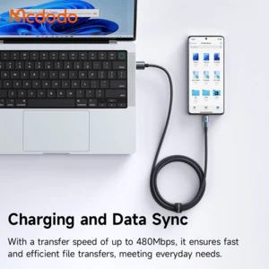 کیفیت کابل فست‌شارژ یو‌اس‌بی به تایپ‌سی 100 وات 6 آمپر 1.2 متری مک دودو