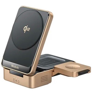 استند و شارژر بی سیم آیفون سری 12 و بالاتر 15 وات چهار کاره رومیزی تاشو مک‌دودو