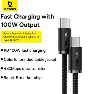 خرید کابل دوسر تایپ سی 100 وات بیسوس