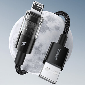 خرید کابل فست شارژ یو اس بی به لایتنینگ 2.4 آمپر یک متری بیسوس