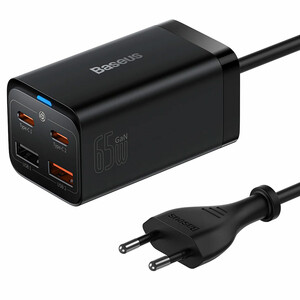 شارژر رومیزی فست 2 تایپ‌سی و 2 یواس‌بی 65 وات بیسوس GaN3 Pro