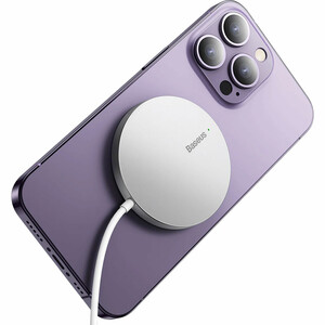 شارژر وایرلس مگنتی سفید بیسوس