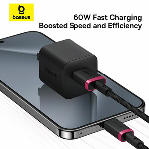 سیم شارژر سریع Baseus Dura Type-C 60W در رنگ قرمز-سیاه