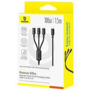 خرید کابل فست شارژ سه سر تایپ سی به تایپ سی، لایتنینگ و میکرو یو اس بی بیسوس