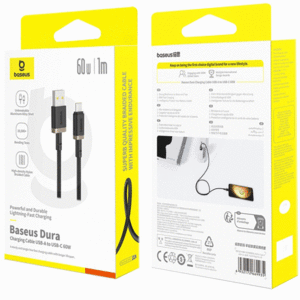 فروش کابل شارژ سریع یو‌اس‌بی به تایپ‌سی 60 وات یک متری بیسوس