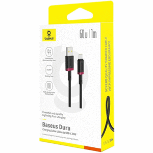 قیمت کابل شارژ سریع یو‌اس‌بی به تایپ‌سی 60 وات یک متری بیسوس