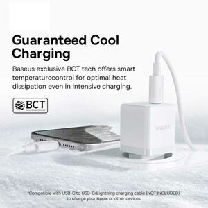 شارژر دیواری تایپ‌سی 20 وات بیسوس همراه با کابل دو سر تایپ سی 60 وات یک متری