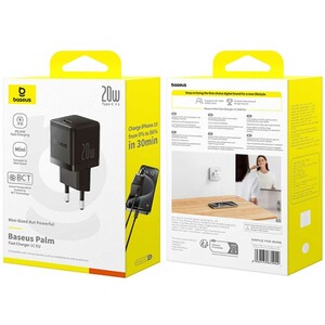 شارژر دیواری تایپ‌سی 20 وات بیسوس همراه با کابل دو سر تایپ سی 60 وات یک متری