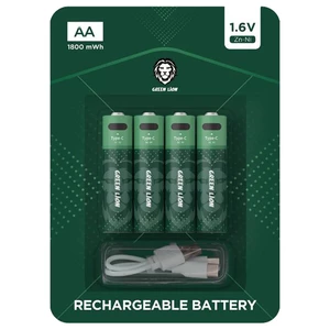 قیمت باتری قلمی آلکاین شارژی گرین لاین GNRGBAA ظرفیت 1800 میلی آمپر بسته 4 عددی