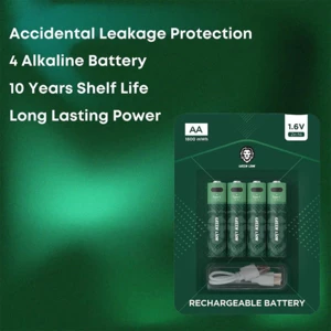 کیفیت باتری قلمی شارژی گرین لاین GNRGBAA ظرفیت 1800 میلی آمپر بسته 4 عددی