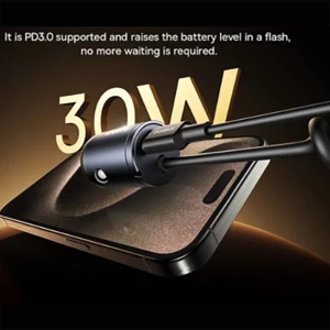 قیمت شارژر فندکی تایپ سی 30 وات بیسوس همراه با کابل متصل لایتنینگ