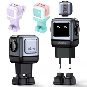 شارژر دیواری USB و تایپ‌سی 65 وات یوگرین Ugreen CD361 25685B طرح ربات