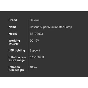 پمپ باد بیسوس Baseus Super Mini Inflator Pump CRCQ00000