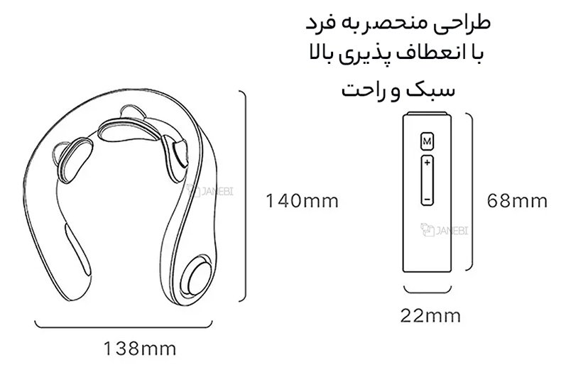 ابعاد ماساژور گردن