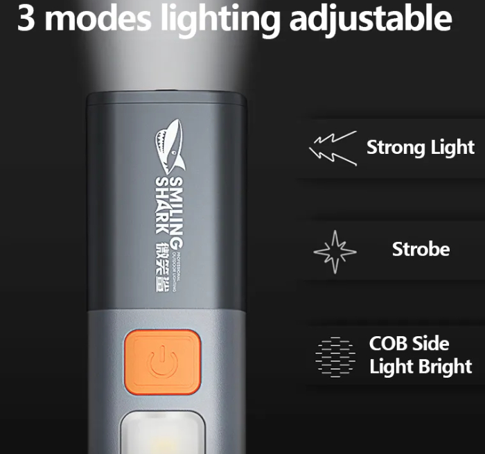 سه حالت روشنایی چراغ قوه