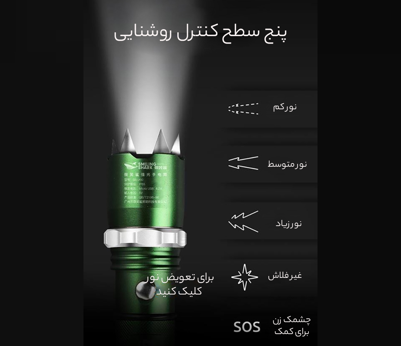 سطوح روشنایی مختلف چراغ&zwnj;دستی