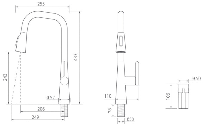 ابعاد شیر آب شیائومی