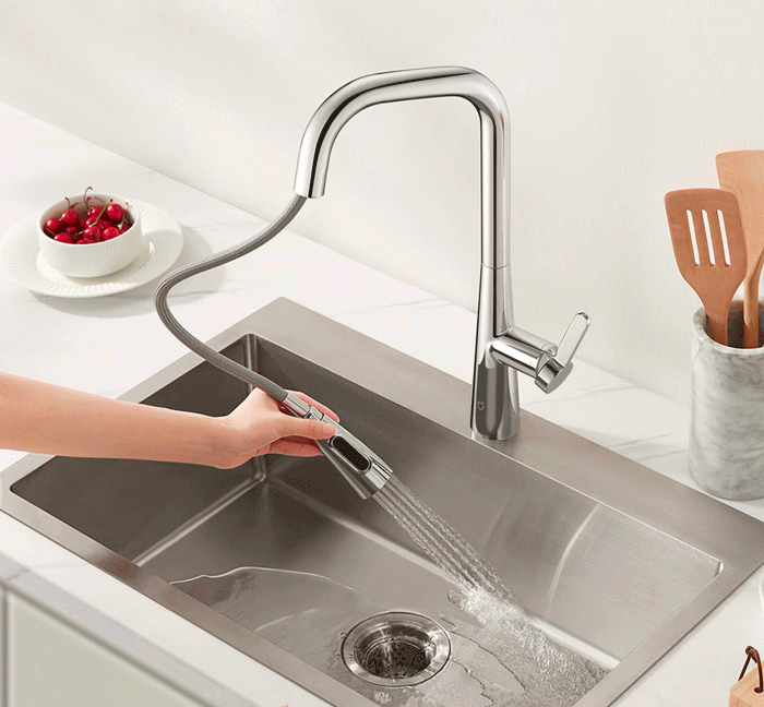 شستن سینک با شیر آب شیائومی