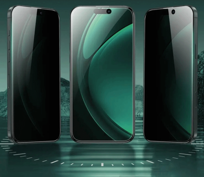 گلس پرایوسی روی سه موبایل کنار هم