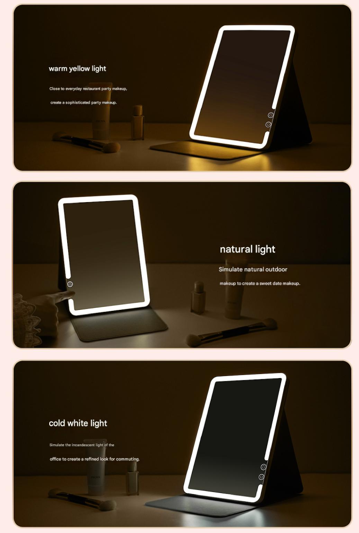 سه حالت نوردهی آینه میکاپ