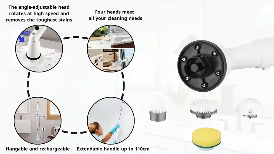 برس کف شور الکتریکی با سری قابل تعویض