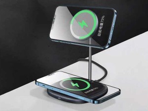 پایه نگهدارنده مگنتی و شارژر وایرلس بیسوس Baseus Swan 2-in-1 Wireless Magnetic Charger 20W WXSW