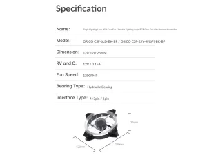 فن خنک کننده کیس اوریکو Orico CSF-6LD Case Fan 120mm