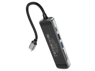 هاب تایپ‌سی هوکو Hoco HB24 Easy display Type-C multifunction adapter(HDMI+USB3.0+USB2.0+SD+TF+PD)