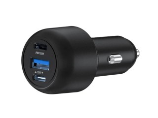 شارژر فندکی تایپ سی و یو اس بی 130 وات پاورولوژی Powerology Ultra Quick Car Charger PCCSR007