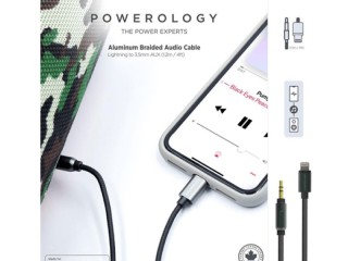 کابل لایتنینگ به آی یو ایکس 1.2 متری پاورولوژی Powerology Braided Audio Lightning to 3.5mm AUX Cable 1.2m