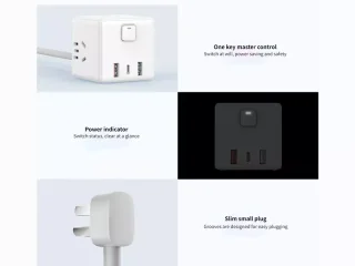 چند راهی مکعبی سه سوکت و دوه پورت یو اس بی و یک پورت تایپ سی شیائومی Xiaomi Rubik Cube Adapter Pro 33W Wired Fast Charge Version (2A1C)